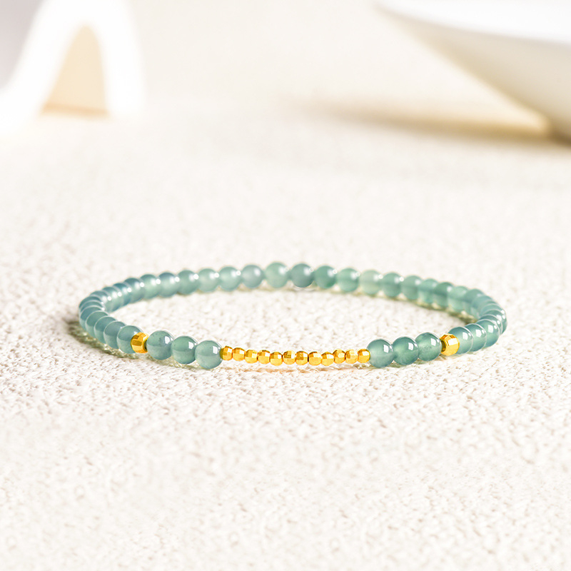 Αυθεντικό φυσικό Jadeite Α-κατηγορίας βραχιόλι με μπλε-πάγος χάντρες για γυναίκες, υψηλής ποιότητας κοσμήματα Jade