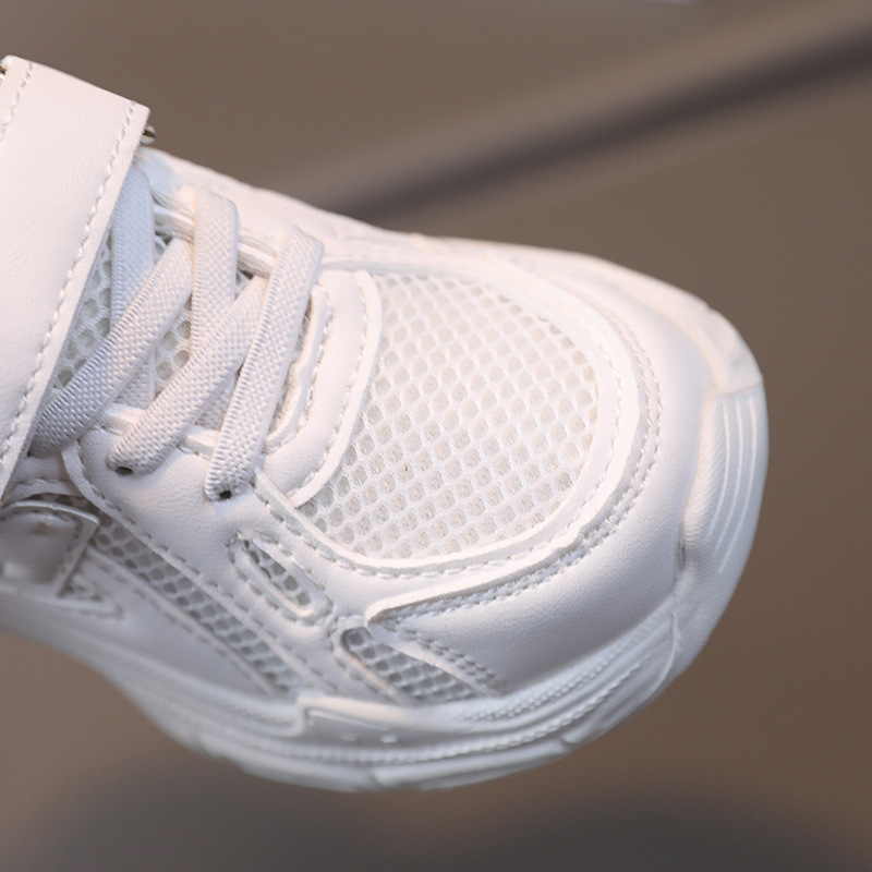 Dječje crne tenisice s prozračnim mrežastim gornjim dijelom PU+mesh, ultra lagani EVA potplat, kopčanje na Velcro traku, unisex, za djecu 4–12 godina.