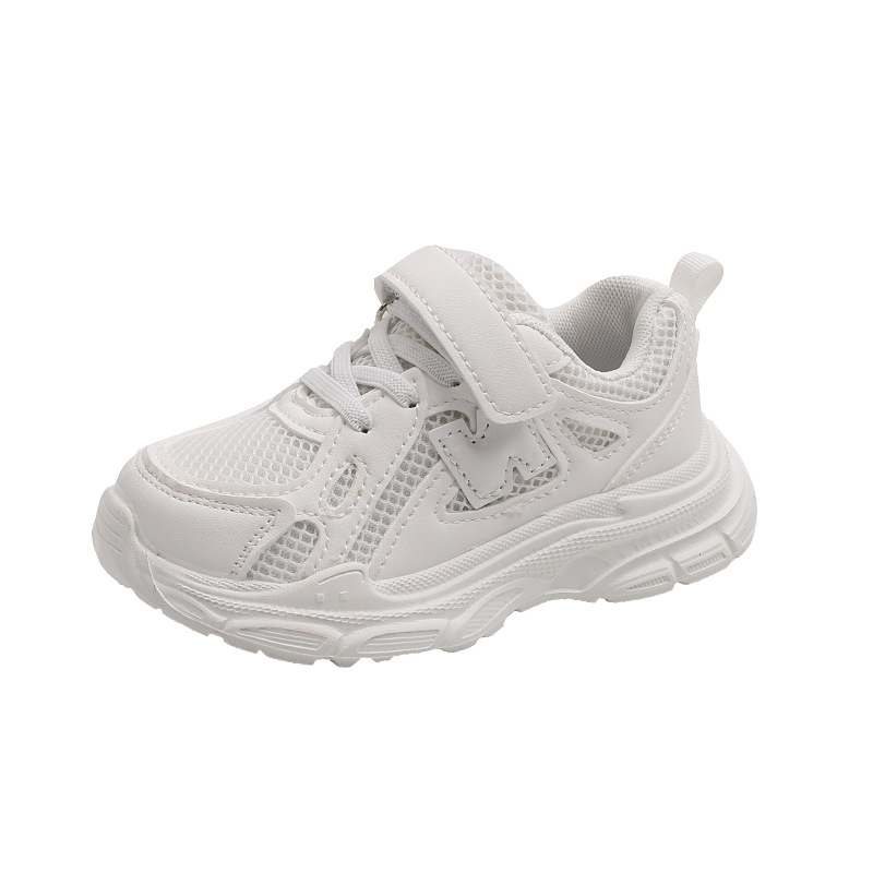 Dječje crne tenisice s prozračnim mrežastim gornjim dijelom PU+mesh, ultra lagani EVA potplat, kopčanje na Velcro traku, unisex, za djecu 4–12 godina.