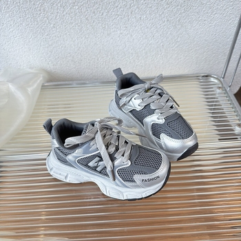 Gyerekeknek készült tavaszi sportcipő, hálós felsőrésszel, betűs mintával, uniszex dad sneakers mindennapi viselethez