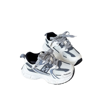Gyerekeknek készült tavaszi sportcipő, hálós felsőrésszel, betűs mintával, uniszex dad sneakers mindennapi viselethez