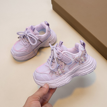 Dječje tenisice za djevojčice u stilu Dad Shoes, lagane, prozračni gornji dio od mrežice, gumeni đon, Velcro kopčanje, za proljeće i jesen