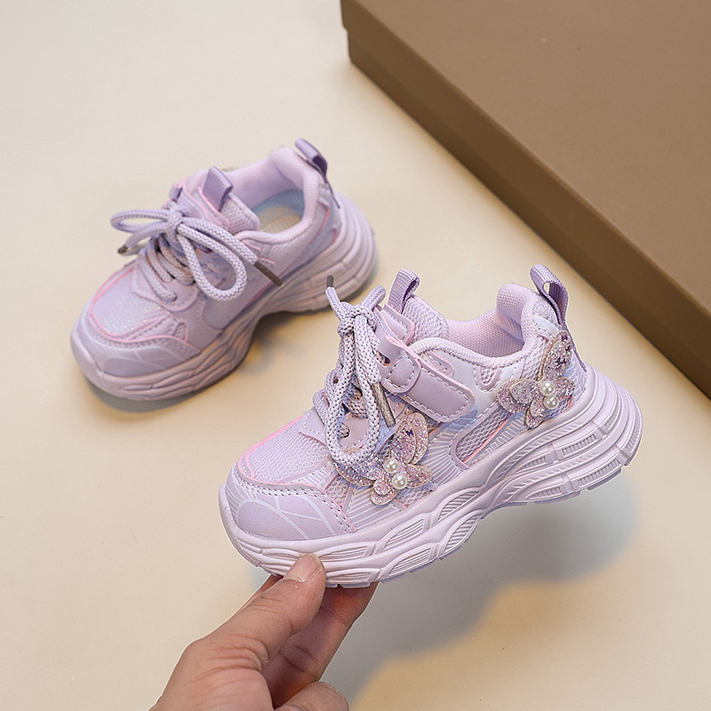 Dječje tenisice za djevojčice u stilu Dad Shoes, lagane, prozračni gornji dio od mrežice, gumeni đon, Velcro kopčanje, za proljeće i jesen