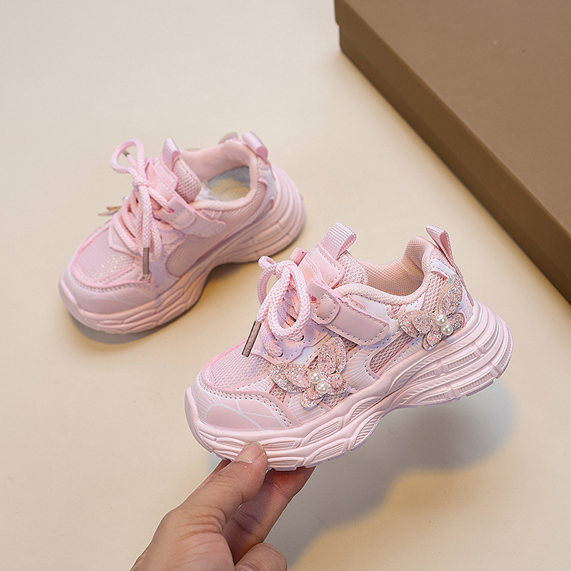 Dječje tenisice za djevojčice u stilu Dad Shoes, lagane, prozračni gornji dio od mrežice, gumeni đon, Velcro kopčanje, za proljeće i jesen