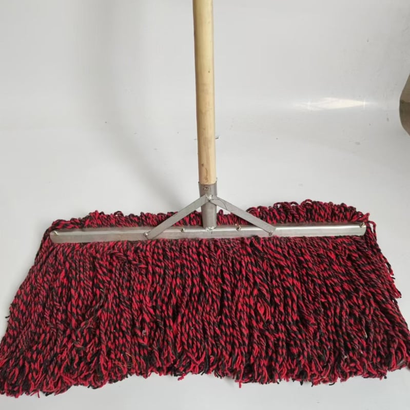 60 cm prošireni mop s čeličnom glavom, pamuk vlakna, drvena drška, željezna pločica