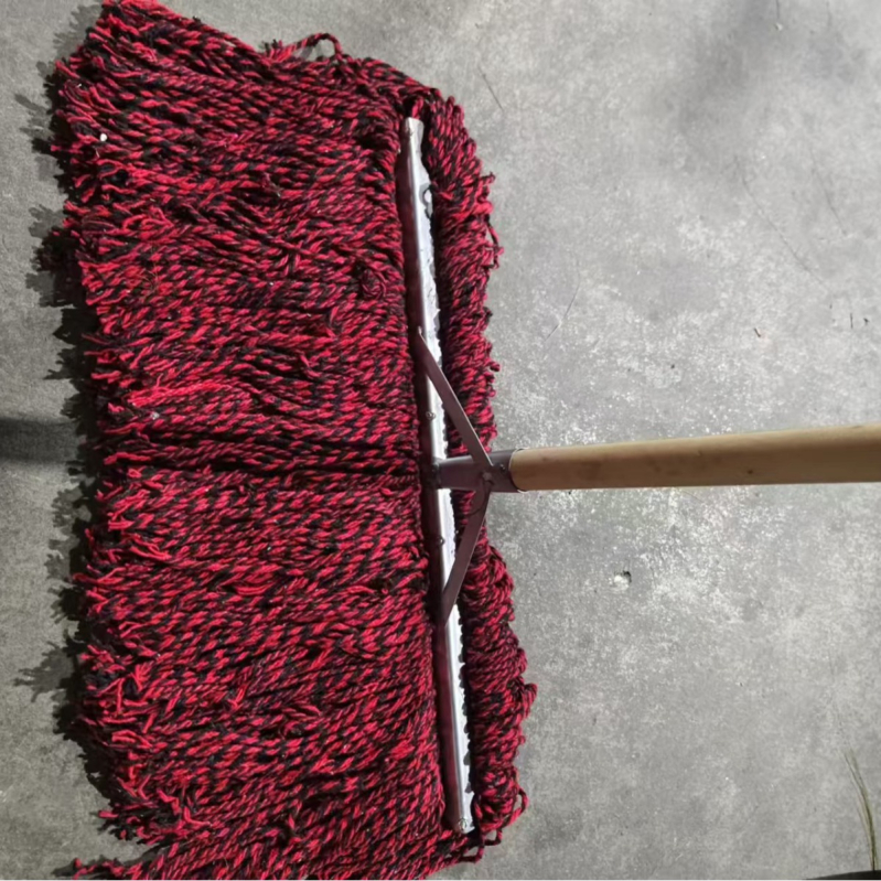 60 cm prošireni mop s čeličnom glavom, pamuk vlakna, drvena drška, željezna pločica