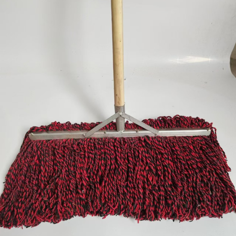 60 cm prošireni mop s čeličnom glavom, pamuk vlakna, drvena drška, željezna pločica