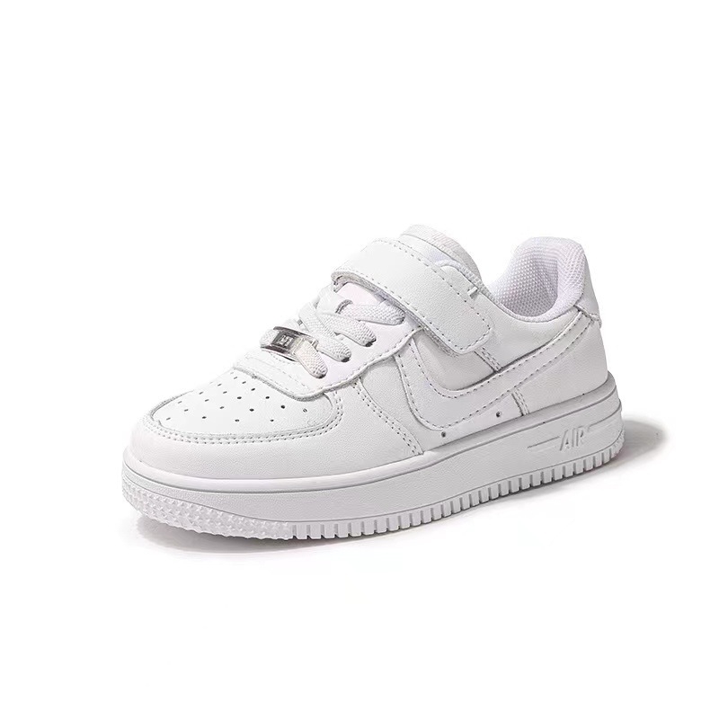 Dječje bijele kožne tenisice, unisex, s Velcro zatvaračem, niskog profila, za sve sezone