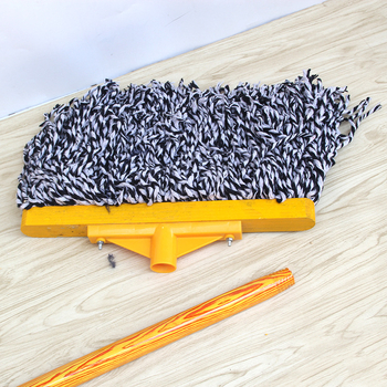 Mop od pamuka s drvenom drškom, crna vlakna, 38 cm, žuto drvo