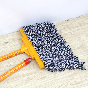 Mop od pamuka s drvenom drškom, crna vlakna, 38 cm, žuto drvo
