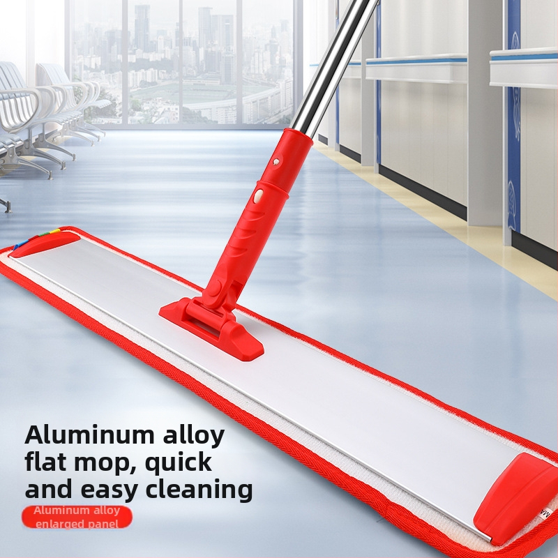 Plošni mop od aluminijske legure za podove (pločice i drvo), podesiva duljina do 145 cm, mikrovlakana glava, dimenzije 42×8, 52×8 i 62×8