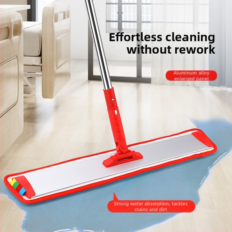 Plošni mop od aluminijske legure za podove (pločice i drvo), podesiva duljina do 145 cm, mikrovlakana glava, dimenzije 42×8, 52×8 i 62×8