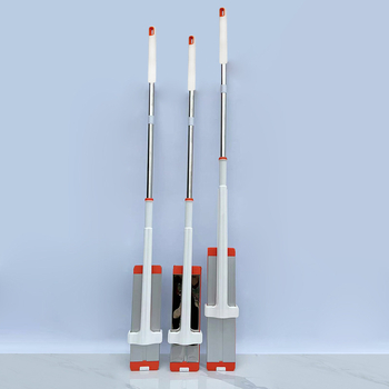Ploški mop od aluminijske legure s ručkom od nehrđajućeg čelika, mikrovlakna glava, valjkasti sustav za cijedjenje, veličine 42/50 cm