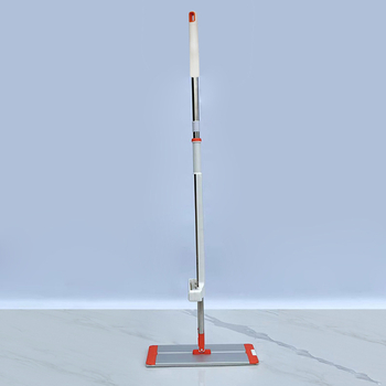 Ploški mop od aluminijske legure s ručkom od nehrđajućeg čelika, mikrovlakna glava, valjkasti sustav za cijedjenje, veličine 42/50 cm