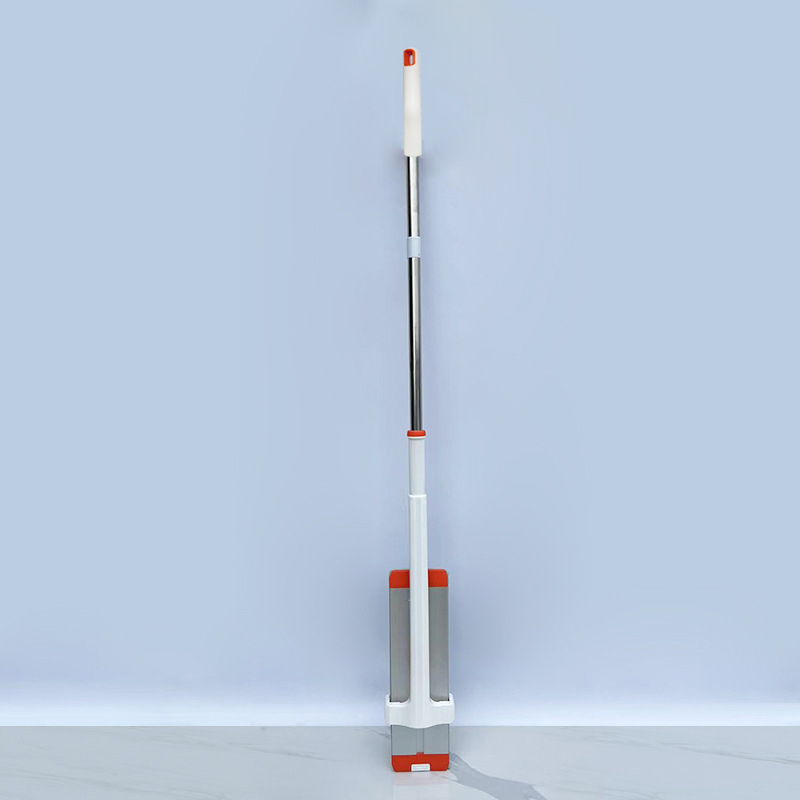 Ploški mop od aluminijske legure s ručkom od nehrđajućeg čelika, mikrovlakna glava, valjkasti sustav za cijedjenje, veličine 42/50 cm