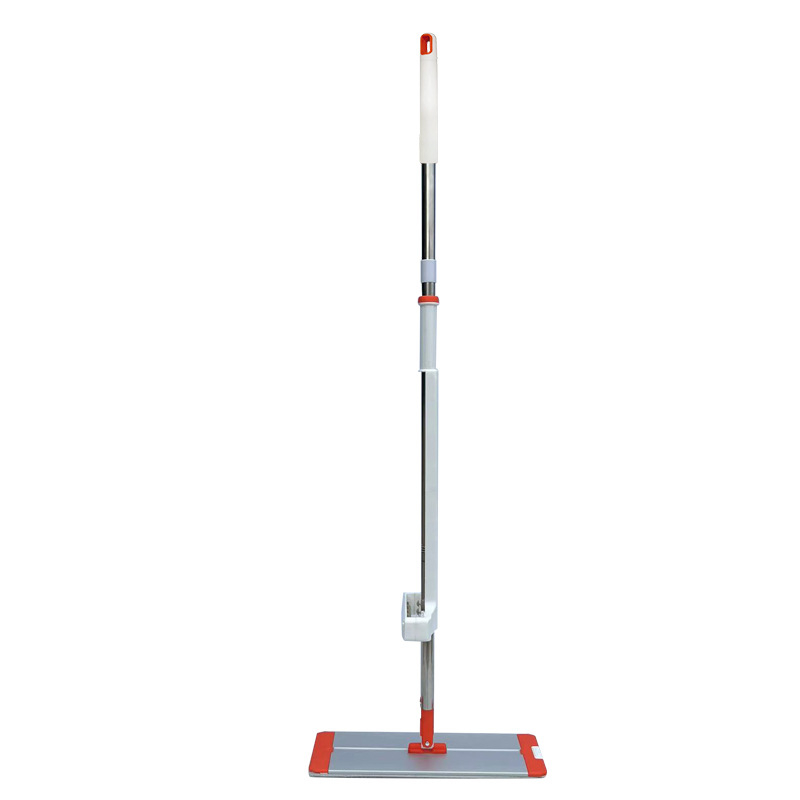 Ploški mop od aluminijske legure s ručkom od nehrđajućeg čelika, mikrovlakna glava, valjkasti sustav za cijedjenje, veličine 42/50 cm