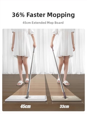 Veľký plochý mop 45×12 cm, bez nutnosti kontaktu s rukami, nový model 2024