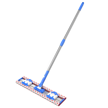Aluminijski klip-tip ravni mop za kućnu upotrebu s mikrovlaknom podlogom, suho/mokro dvostruko korištenje, podesivo do 145 cm