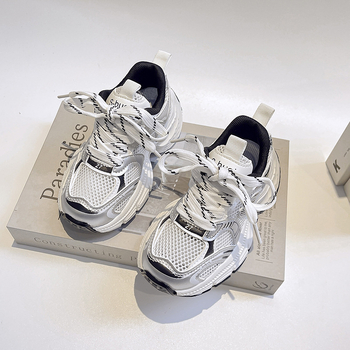 Dječje tenisice 2025, nova kolekcija proljeće-jesen, unisex, zatvaranje na Velcro traku, mreasti gornji dio, gumena potplat, stil dad shoes