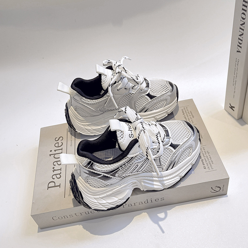 Dječje tenisice 2025, nova kolekcija proljeće-jesen, unisex, zatvaranje na Velcro traku, mreasti gornji dio, gumena potplat, stil dad shoes