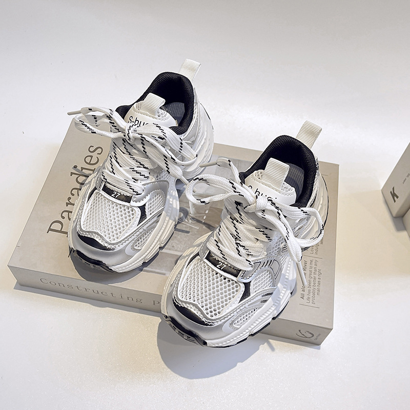 Dječje tenisice 2025, nova kolekcija proljeće-jesen, unisex, zatvaranje na Velcro traku, mreasti gornji dio, gumena potplat, stil dad shoes