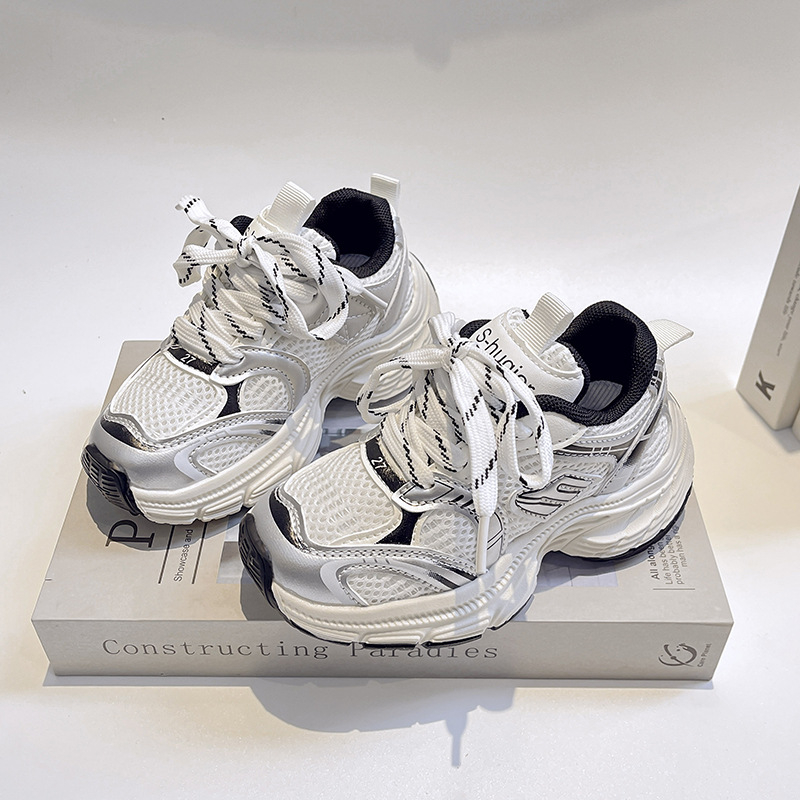 Dječje tenisice 2025, nova kolekcija proljeće-jesen, unisex, zatvaranje na Velcro traku, mreasti gornji dio, gumena potplat, stil dad shoes