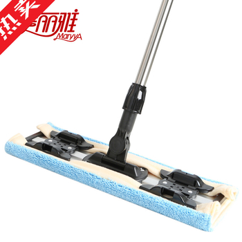 Ploški mop za drvene podove i pločice s mikrovlaknom glavom, glava od aluminijske legure s klipsom, šipka od nehrđajućeg čelika, uključuje krpu za mop