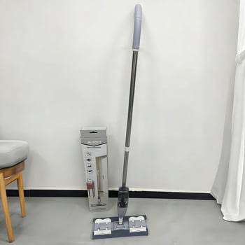 Ploški mop s klipom za tkaninu, bez dodirivanja rukama, za kućnu uporabu, suho i mokro čišćenje, rotirajuća upijajuća glava