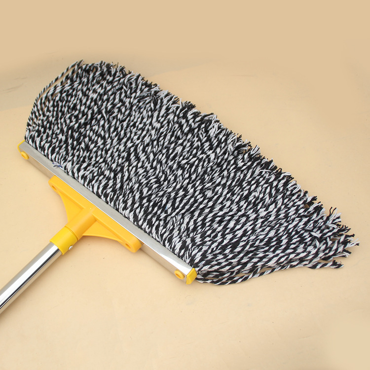 Mop od pamuknih vlakana s nehrđajućom čeličnom šipkom, klasični mop za podove, 27 cm upijajuća glava.
