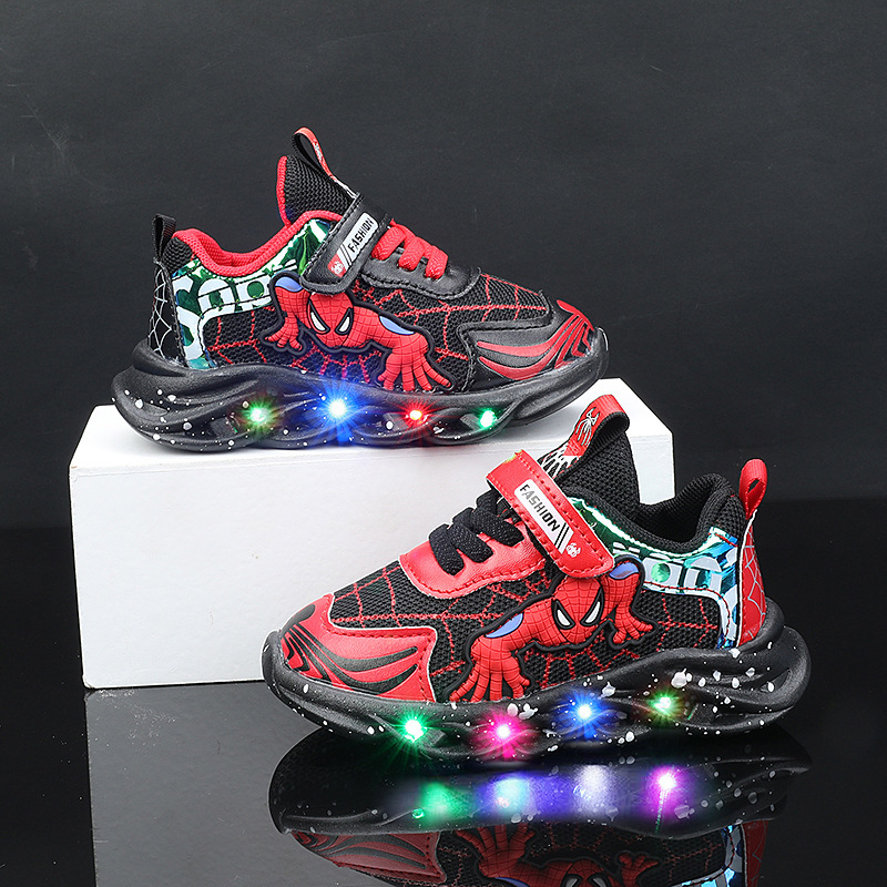 Dječje kožne tenisice s LED svjetlom, Velcro kopčanjem, unisex, za proljeće i jesen