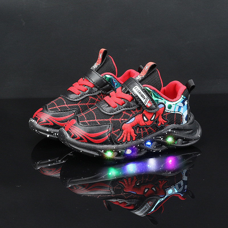Dječje kožne tenisice s LED svjetlom, Velcro kopčanjem, unisex, za proljeće i jesen