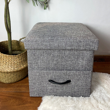 Tekstilni sklopivi taburet za pohranu s ladicom, višenamjenski kućni organizator za igračke i knjige, prilagodljiv