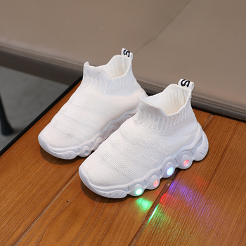 Dječje tenisice s LED osvjetljenjem, slip-on od pletene tkanine, prozračne, mekana potplata