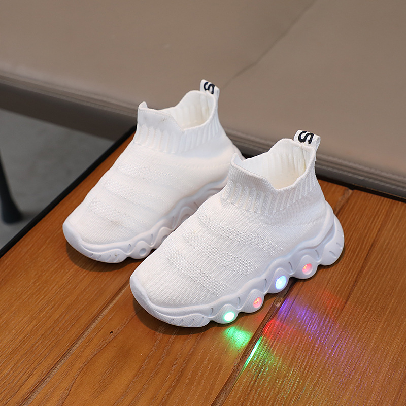 Dječje tenisice s LED osvjetljenjem, slip-on od pletene tkanine, prozračne, mekana potplata
