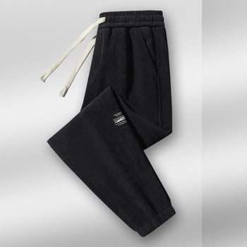 Férfi corduroy sportnadrág fleece béléssel, tartós, lazább szabású téli viselet