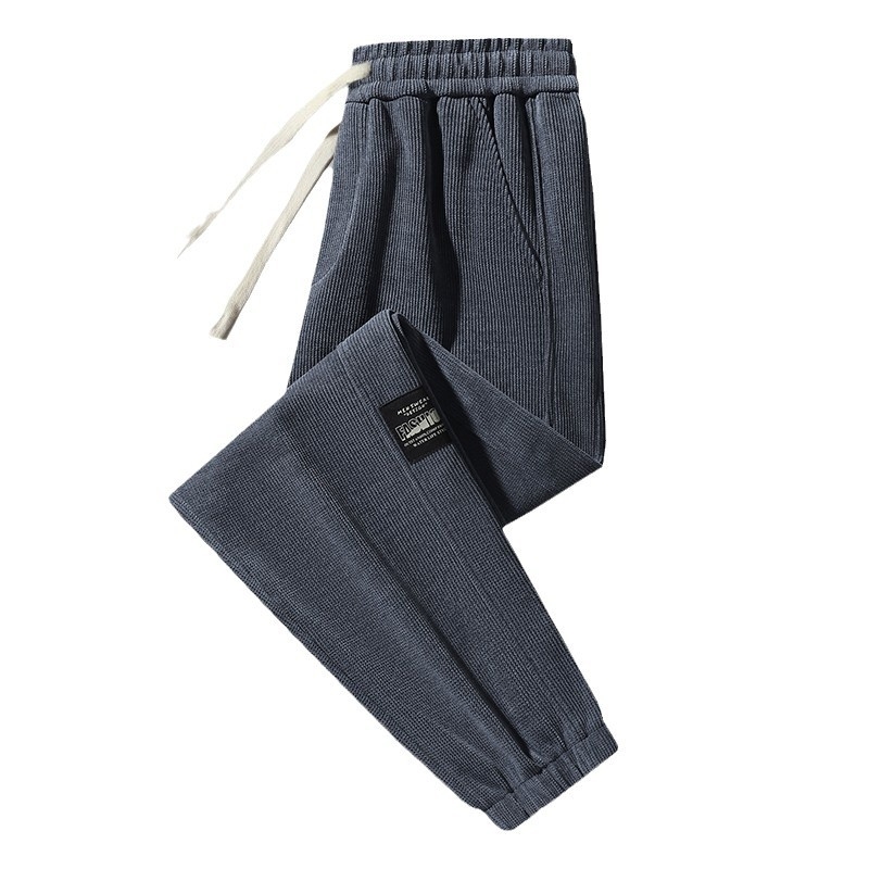 Férfi corduroy sportnadrág fleece béléssel, tartós, lazább szabású téli viselet