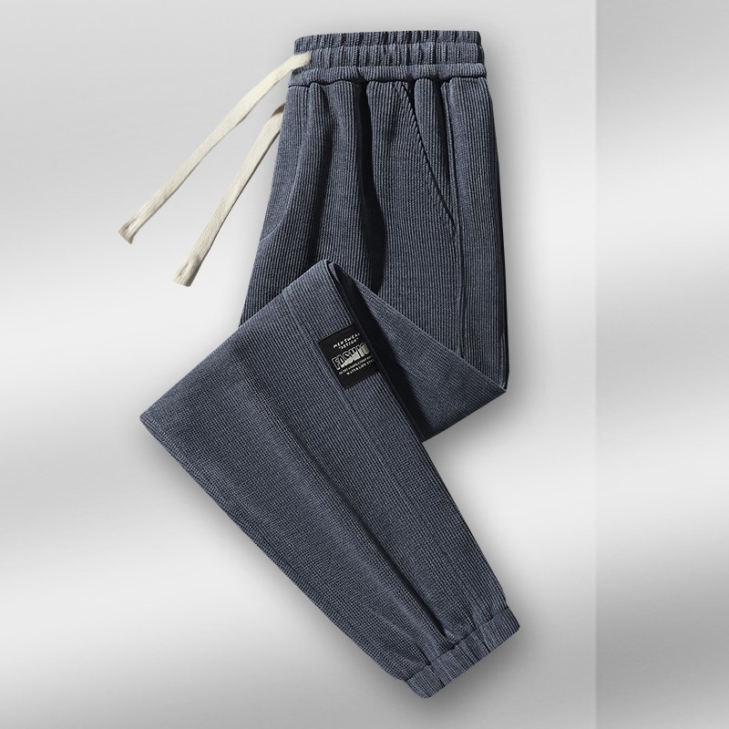 Férfi corduroy sportnadrág fleece béléssel, tartós, lazább szabású téli viselet