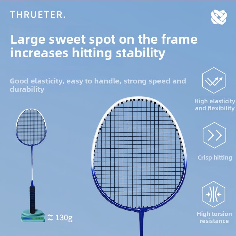 Bedmintonová raketa zo zliatiny, jednodielna konštrukcia, vysoká elasticita, pre tréning dospelých