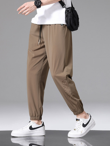 Nyári férfi Ice Silk nadrág, nagy méret, laza jogger-stílusú, hosszú nadrág