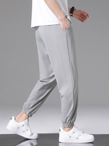 Nyári férfi Ice Silk nadrág, nagy méret, laza jogger-stílusú, hosszú nadrág