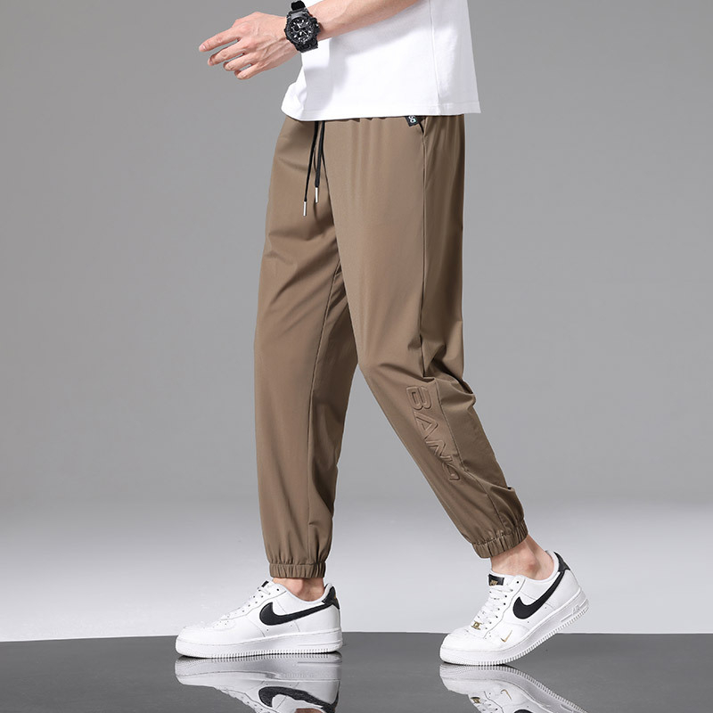 Nyári férfi Ice Silk nadrág, nagy méret, laza jogger-stílusú, hosszú nadrág