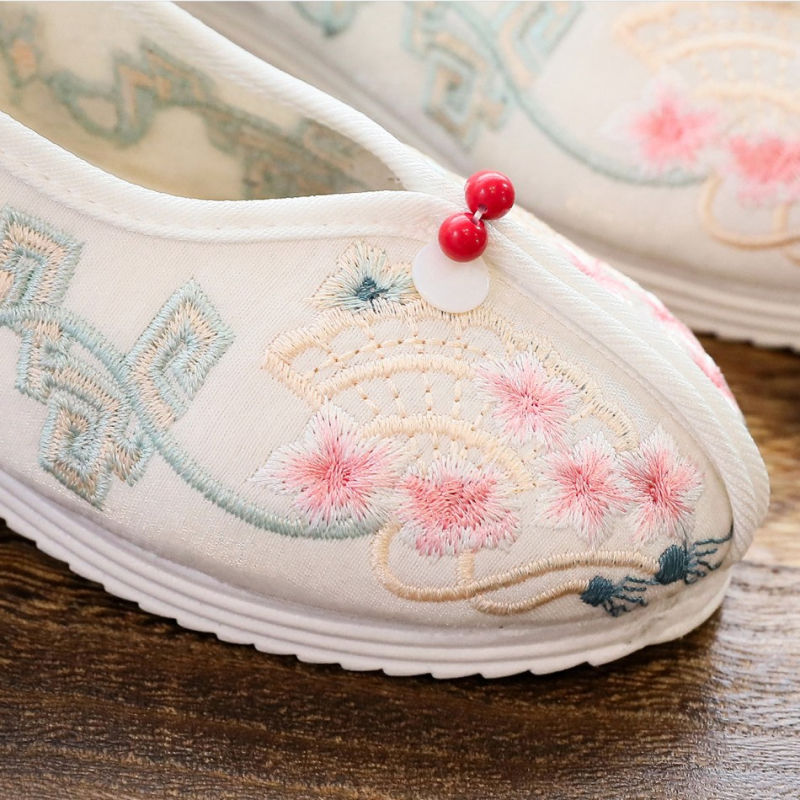 Feather Fan dječje platnene cipele u stilu starog Pekinga, s Tang motivima, izvezeni Hanfu plesne cipele za djevojčice
