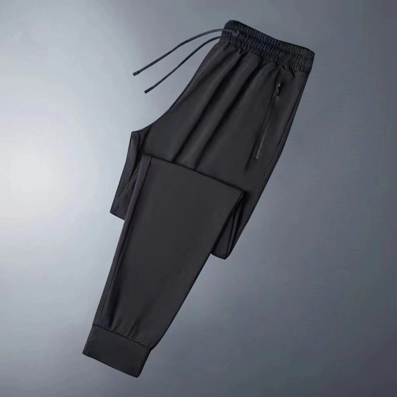 Férfi ice silk nyári vékony hosszú nadrág, koreai stílus, lazán szabott egyenes szár, gyorsan száradó, Plus Size, mindennapi sportnadrág