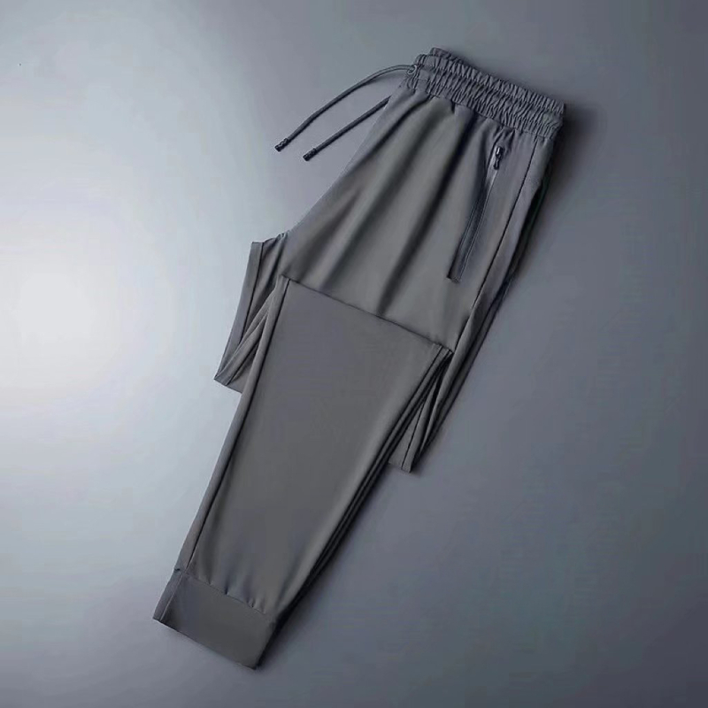 Férfi ice silk nyári vékony hosszú nadrág, koreai stílus, lazán szabott egyenes szár, gyorsan száradó, Plus Size, mindennapi sportnadrág