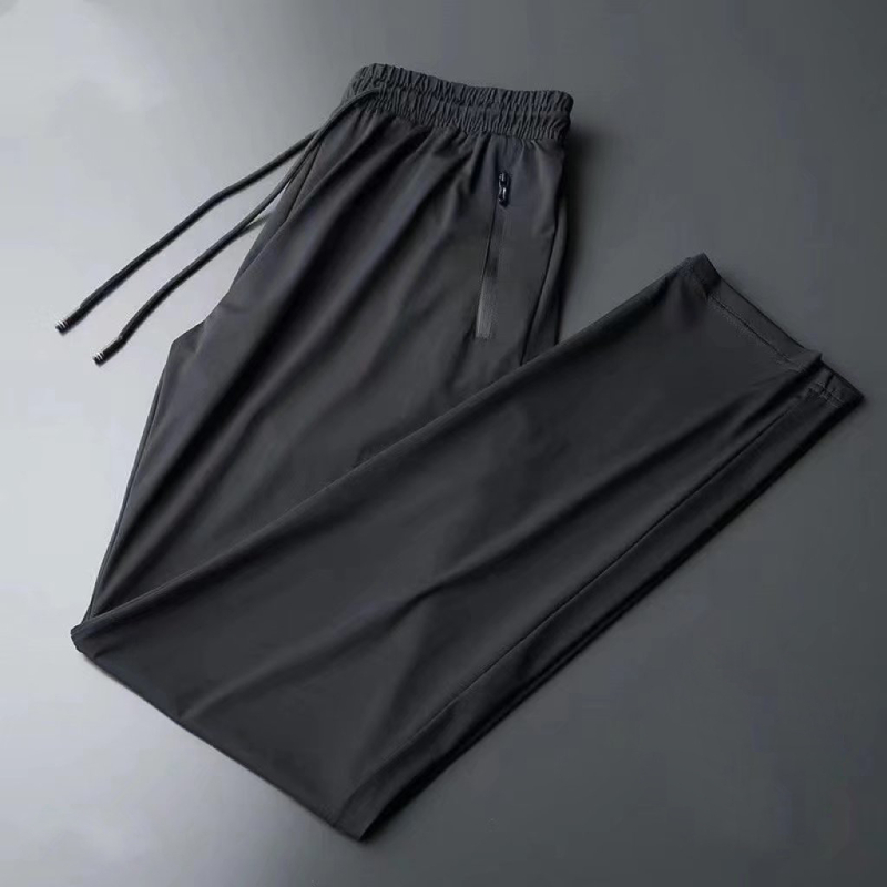 Férfi ice silk nyári vékony hosszú nadrág, koreai stílus, lazán szabott egyenes szár, gyorsan száradó, Plus Size, mindennapi sportnadrág