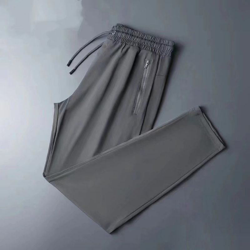 Férfi ice silk nyári vékony hosszú nadrág, koreai stílus, lazán szabott egyenes szár, gyorsan száradó, Plus Size, mindennapi sportnadrág