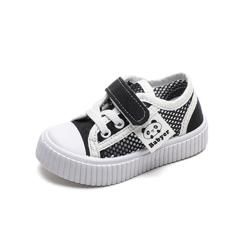 Gyerekek nyári mesh cipői — lélegző panelos háló, vászon casual sneaker, fehér gyerekcipő