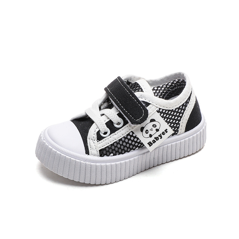 Gyerekek nyári mesh cipői — lélegző panelos háló, vászon casual sneaker, fehér gyerekcipő