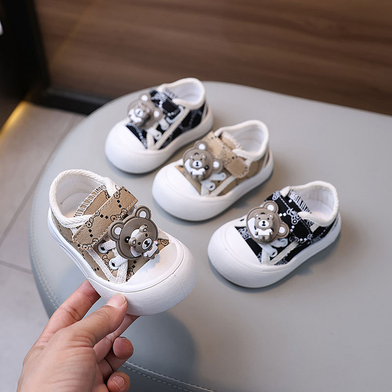 Dječje platnene tenisice za proljeće i jesen, unisex, mekana potplata, Velcro zatvarač, niski vrh, protuklizna potplata
