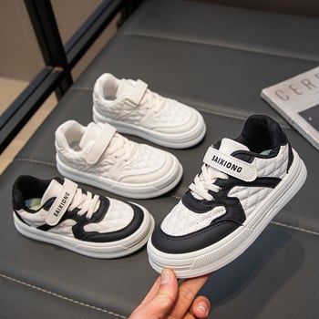 Dječje sportske tenisice, jesen 2025, unisex, bijele s gornjim dijelom od sintetičke kože, mekana potplat, casual stil